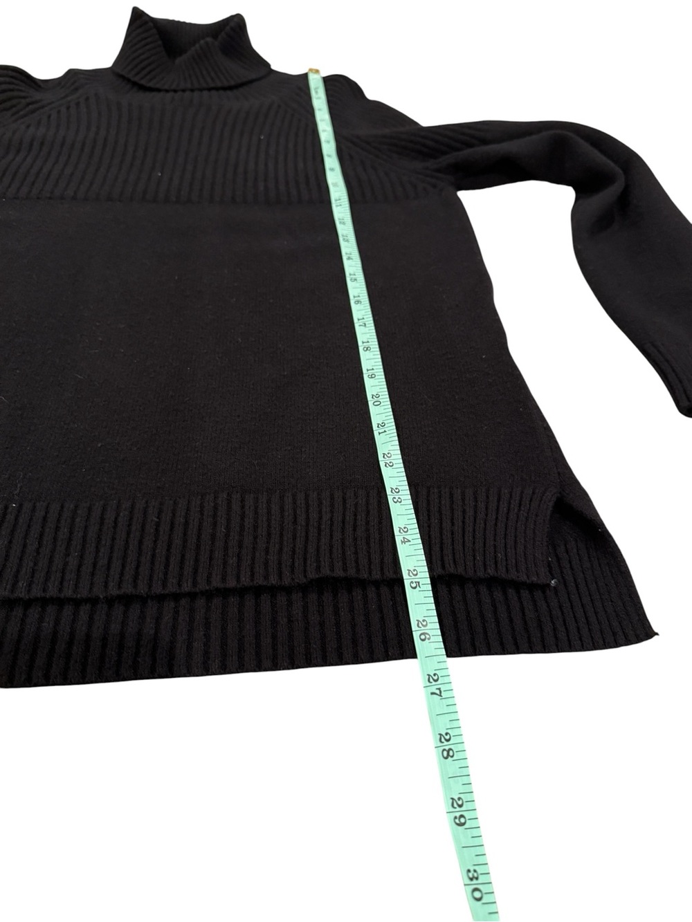 Black Turtleneck Rib-Knit Sweater - Picture 4 of 7